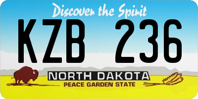 ND license plate KZB236