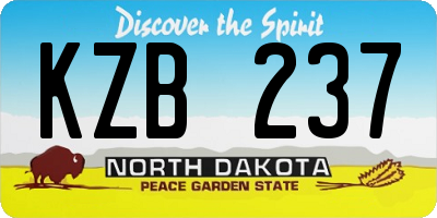 ND license plate KZB237