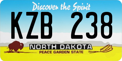 ND license plate KZB238