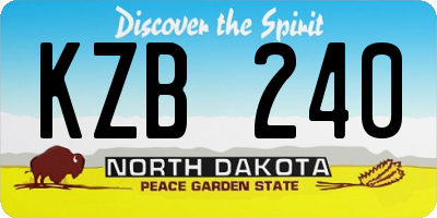 ND license plate KZB240