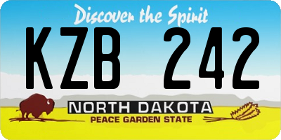 ND license plate KZB242