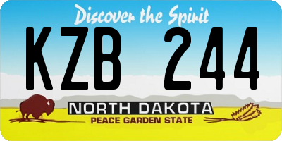 ND license plate KZB244