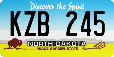 ND license plate KZB245