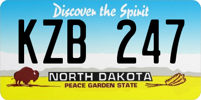 ND license plate KZB247