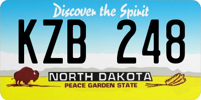 ND license plate KZB248