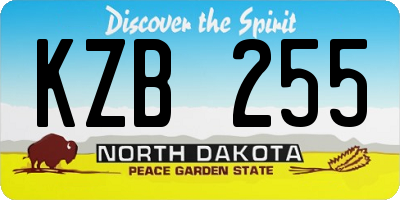 ND license plate KZB255