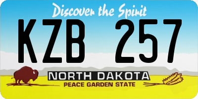 ND license plate KZB257