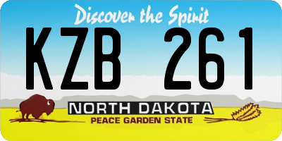 ND license plate KZB261