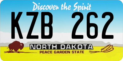 ND license plate KZB262