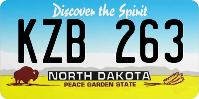 ND license plate KZB263