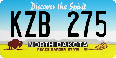 ND license plate KZB275