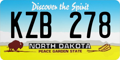 ND license plate KZB278