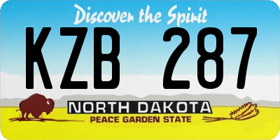 ND license plate KZB287