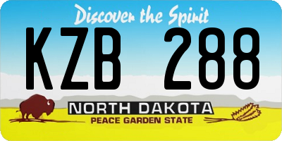 ND license plate KZB288