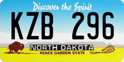 ND license plate KZB296