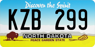 ND license plate KZB299