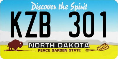 ND license plate KZB301