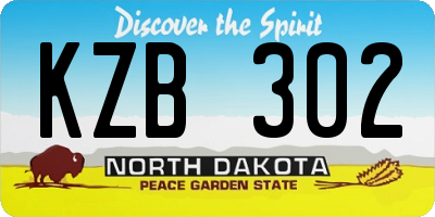 ND license plate KZB302