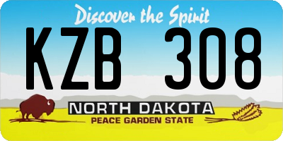 ND license plate KZB308