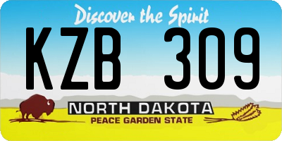 ND license plate KZB309