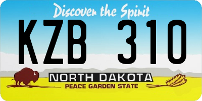 ND license plate KZB310