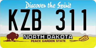 ND license plate KZB311
