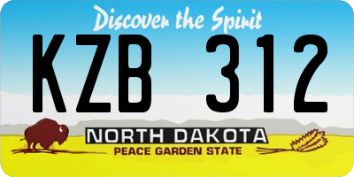 ND license plate KZB312