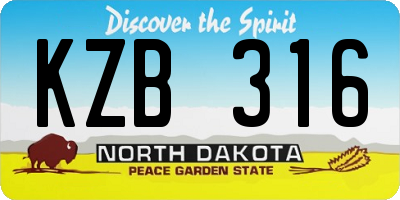 ND license plate KZB316