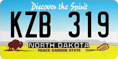 ND license plate KZB319