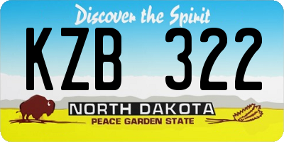 ND license plate KZB322