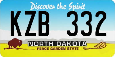 ND license plate KZB332