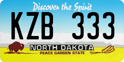 ND license plate KZB333