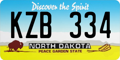 ND license plate KZB334