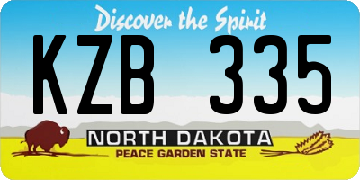 ND license plate KZB335