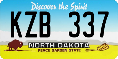 ND license plate KZB337