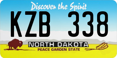 ND license plate KZB338