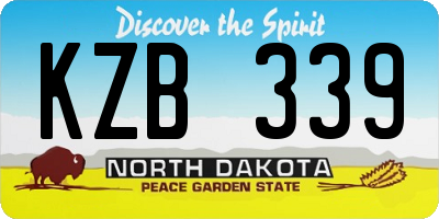 ND license plate KZB339