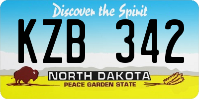 ND license plate KZB342