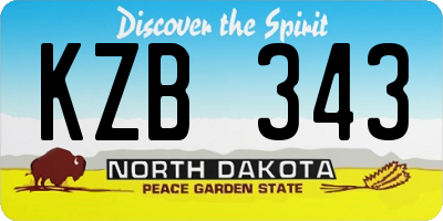 ND license plate KZB343