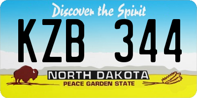 ND license plate KZB344