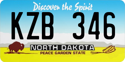 ND license plate KZB346