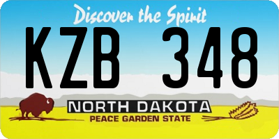 ND license plate KZB348