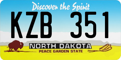 ND license plate KZB351