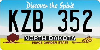 ND license plate KZB352