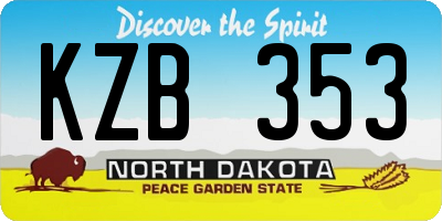ND license plate KZB353