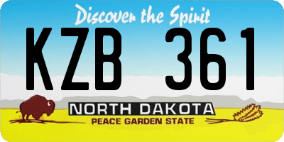 ND license plate KZB361