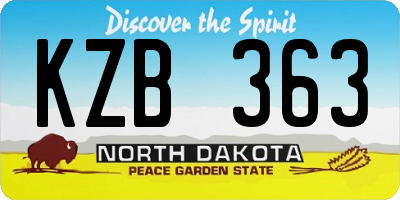ND license plate KZB363