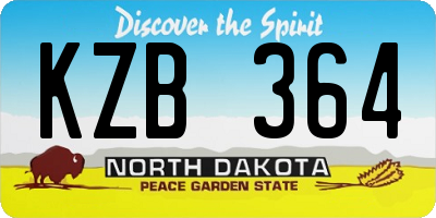 ND license plate KZB364