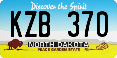 ND license plate KZB370