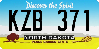 ND license plate KZB371